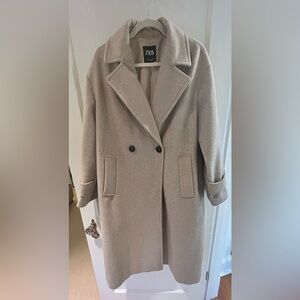 Zara Women's Classic Tan Coat - midi length